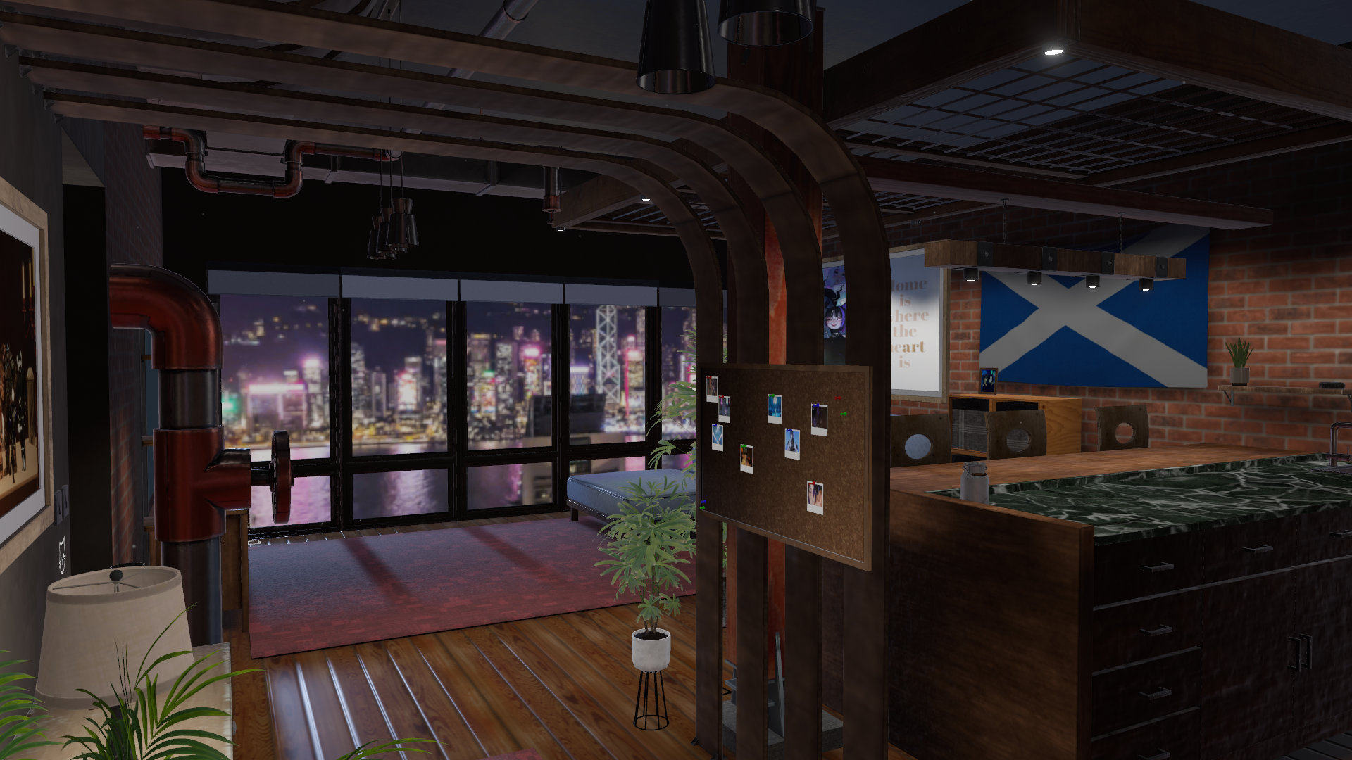 Industrial city apartment VRChat environment